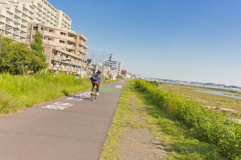 心地よい風が吹く「多摩川サイクリングロード」